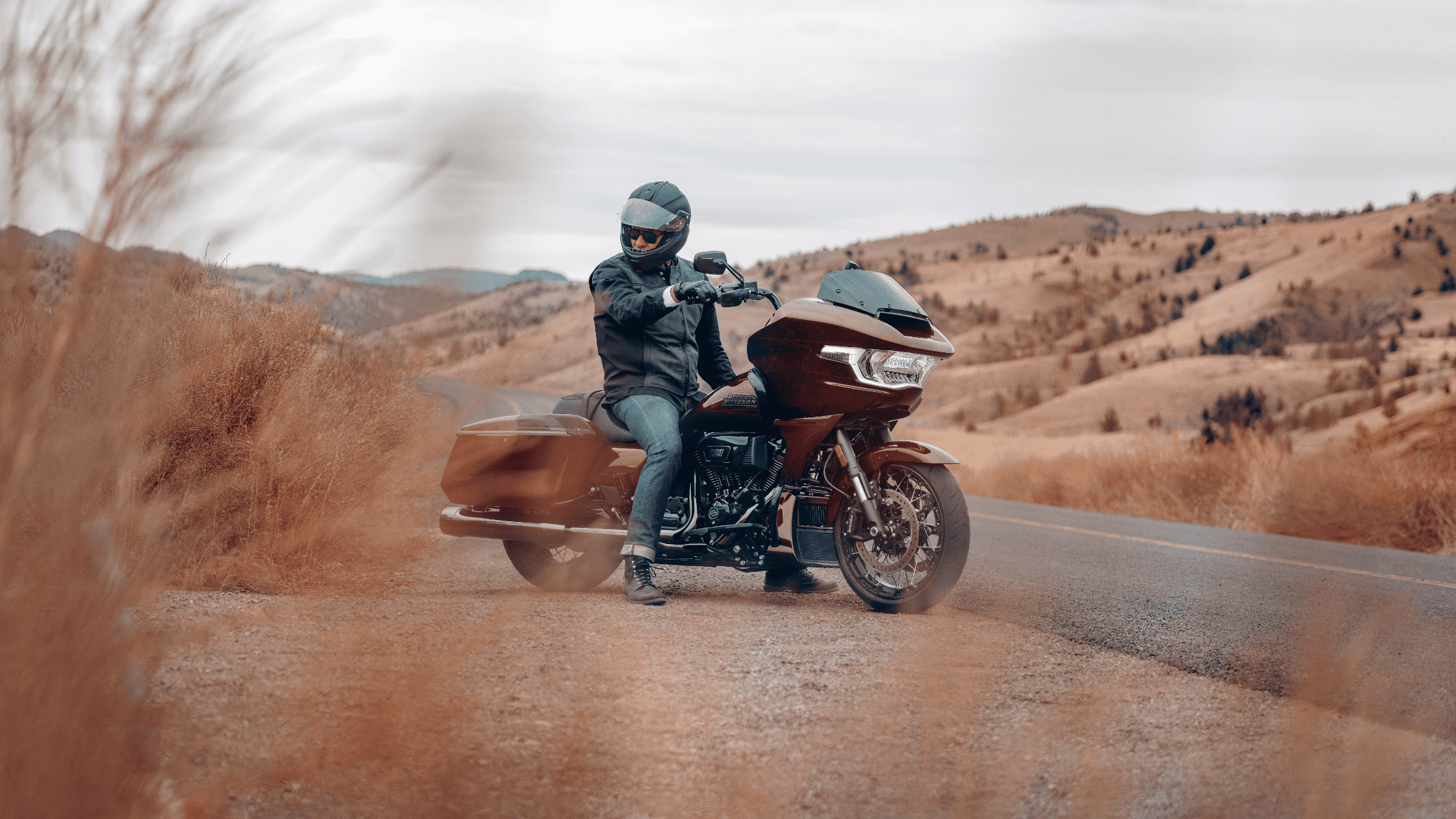2024 Harley-Davidson® CVO™ Road Glide® on open road, rider enjoying the view