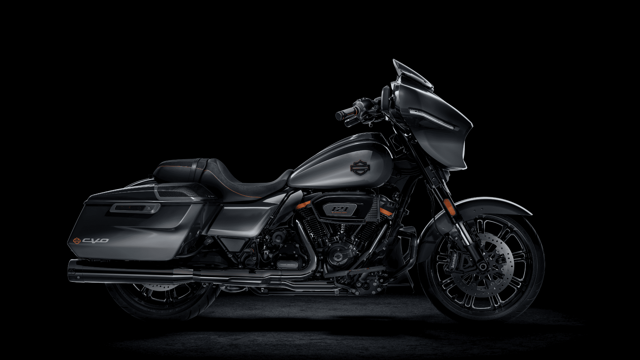 2025 Harley-Davidson CVO Street Glide in dark gray with 121 engine and signature batwing fairing